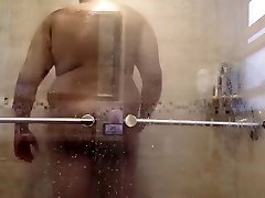Lets watch double handed blowjob take a shower,maybe next time he will open the shower