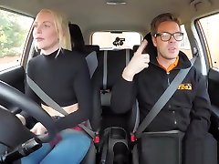 Blonde Slut Fails Driving Test, Still Passes