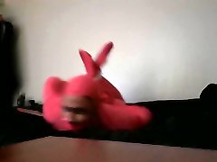 pink zentai hogtie