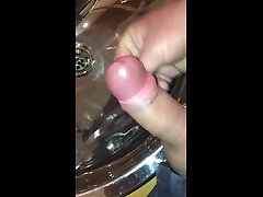 cumshot uncut cock in sink