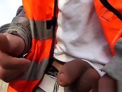 Outdoor face fucking a bisexual amateur construction worker