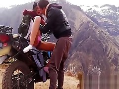 Quickie in the cold mountains after motocycle trip