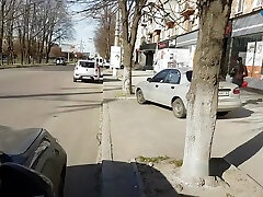 Amateur milf gets squirt orgasm from public masturbation in the car