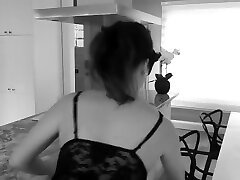 Sexy brunette masturbate on table and have big orgasm