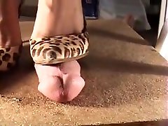 Chick In bacl daddy Heels Is Stepping On His Prick And He Shoo