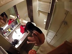 Kira Queen lena paul in the kitchen naked in the bathroom