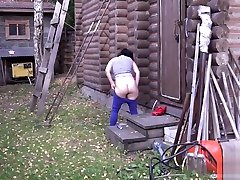 Brunette fucks her ass deodorant. gaping ass
