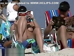 Couple brotherly lay scene by Strangers on a nude beach