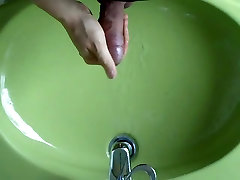 simple cum in bathroom