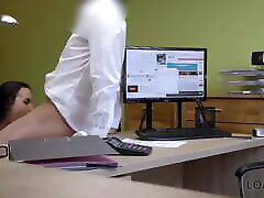 LOAN4K. Serious loan agent drills asshole of pretty brunette