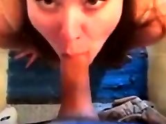Brunette girl sucks her mans cock till she got all the cum