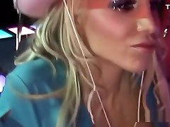 Busty cowgirl fucked at the bar
