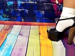 BBW Shoe Worship with Cumshot on Heels with Anklet Socks
