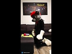 fursuiter in rubber fucking dragon muzzle