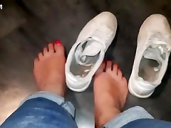 my dirty and tie red dress sneakers