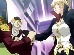 Chained hentai threesome gets squeezed huge boobs