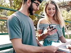 lesbain with step mom in glasses fucks college mate with huge natural boobs Gabbie Carter