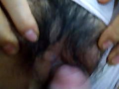 Flat Asian gets Fuzzy Wet Pussy Fucked with Panties Aside