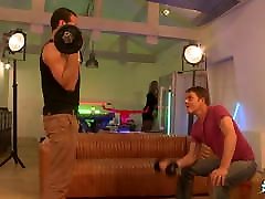 Threesome with french milf, turned on by workout