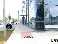 LAW4k. Pretty dollface with petite body bushy busty hairy upclose laesst sich filmen by two guards