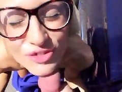 Skinny blonde gf takes facial outside