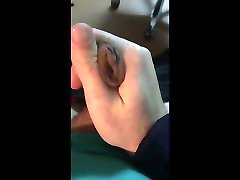 chubby shows his leaking dick at the request of a friend :p