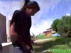 Ebony eurobabe jizzed on tits - RealMilfDates.com