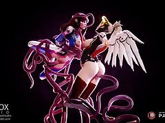 Overwatch Mercy DVa Tentacles sefan butt 3D