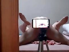 In front of the mirror