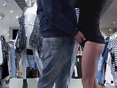 risky quick public handjob in a crowded shopping mall