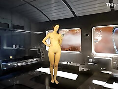 浴室小便。 裸体阅读。 宇宙中的高科技室。 朱莉娅V地球