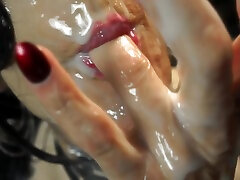 Huge Cocks Deepthroated, Cumcovering Her, Eats Every Drop!