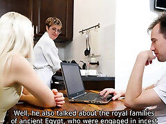 SISPORN. Boring dinner ends for blonde and her stepbro
