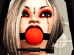comedy oil massage cuffed girl gets fucked by black masked woman