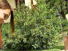 Backyard Playful Scissoring sperm feet With Hot Girls