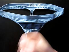 Cum on blue thong