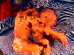 Lusty MILF with hot body slurps and strokes fat cock on nipples spiked skin couch