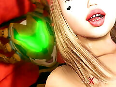 3d dickgirl android plays with a sexy young blonde in the sci-fi bedroom
