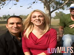 Big tits blonde fucks big cock dude before her cuckold hubby