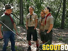 ScoutBoys - zo marriedy hung Scoutmaster barebacks 3 smooth Boy Scouts in tent
