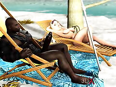 A super sexy horny blonde gets fucked by BBC in the desert island