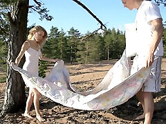 Wild fucking on the beach with small breasts chick Mariana