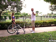 Adorable blondie Mila Hendrix enjoys riding a strangers fat dick