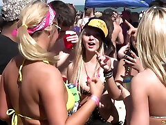 Cute pornstar enjoys a raging outdoors bikini party