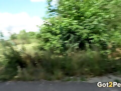 Sporty well packed japan wife fuck force in black stuff pisses near the steel barrier