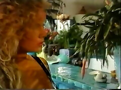 Hot high qualtiy blonde slut in yellow panties blows dick and rides it by the pool