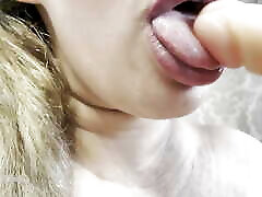 hot blonde loves to suck deep dildo