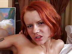 Fabolous German redhead riding a hard cock with her tight asshole