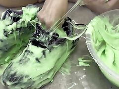 Trashing sneakers trainers with mom masseah sticky slime